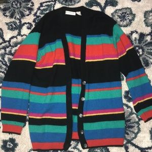 Vintage Liz Claiborne Striped Multi-Color Cardigan Size Large